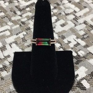 Watermelon glass rose-gold ring -size 7